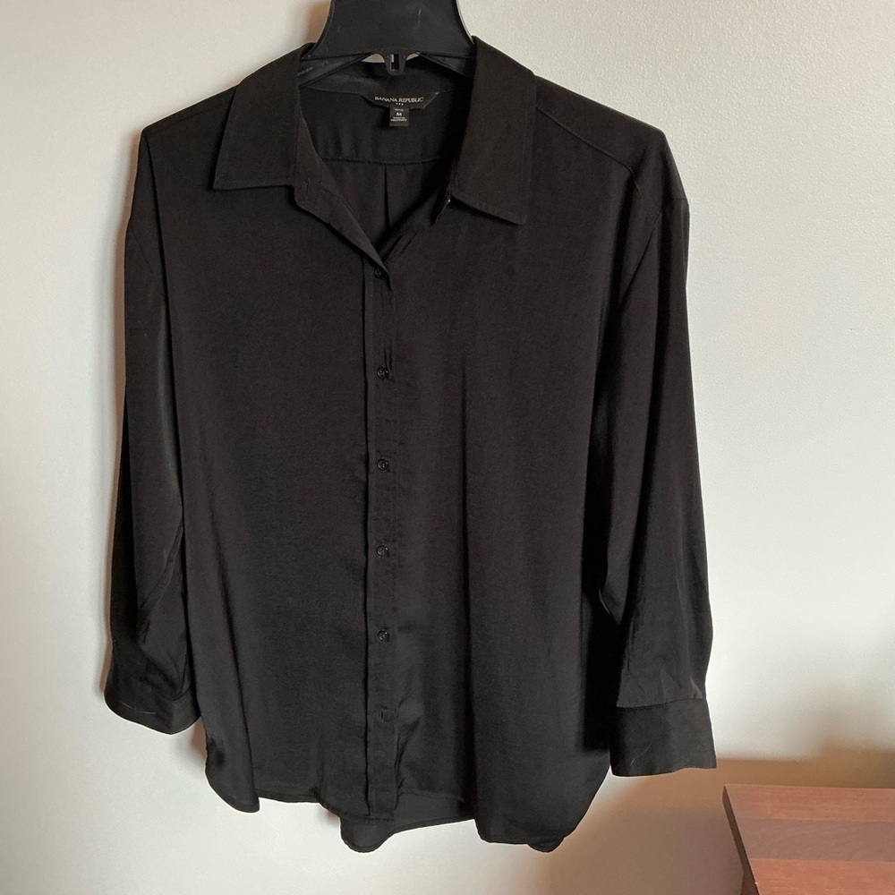Banana Republic Factory Silky Oversized Button-Down Women's Blouse, Size MP